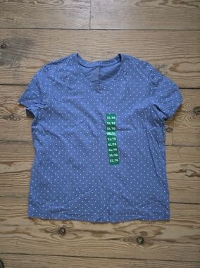 Ecothreads Blue Polka Dot Tee XL Organic Cotton NWT